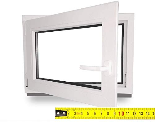 Kellerfenster nach Maß - Kunststofffenster - Fenster - Sondermaße - innen weiß/außen weiß - DIN Rechts - 3-fach - Verglasung - 0,9m² - 60 mm Profil