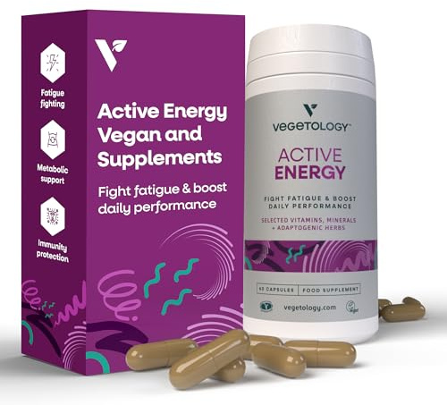 Vegetology B Complex with Rhodiola Rosea – Vitamin B Multivitamin with Iron & Vitamin C, Vegan Food Supplement, 60 Capsules