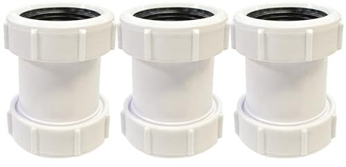 Lot de 3 connecteurs droits en PVC pour tuyau de baignoire 40 mm