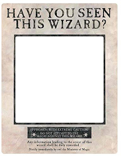 SC1475 Star Cutouts White Harry Potter Wanted Poster Selfie Frame with Props – Prisoner of Azkaban Photo Booth Display – 87cm x 70cm