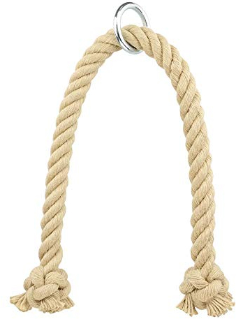 Kanirope® Professionelles Trizeps Seil PUMP extra kurz aus Polyhanf 28mm 70cm mit Metall-Ring Trizepsseil Trizeps Tau Trizepstau Seil Kraftstation Zughilfe Kabelzug