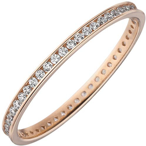 Jobo Damen-Ring schmal aus 8 Karat 333 Rosegold mit Zirkonia Rundum Größe 50