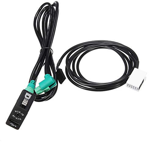 Clenp Aux USB-Schalter Buchse + Kabel, Auto AUX USB-Buchse Schalter Mit Kabel Kompatibel Mit BMW E60 E61 E63 E64 E87 E90 E70 F25