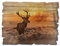 ARTland Wanddeko Bild aus Holz Holzbild vintage Deko 40x30 cm Natur Tiere Hirsch Wald Landschaft Geweih Landhausstil D3JI