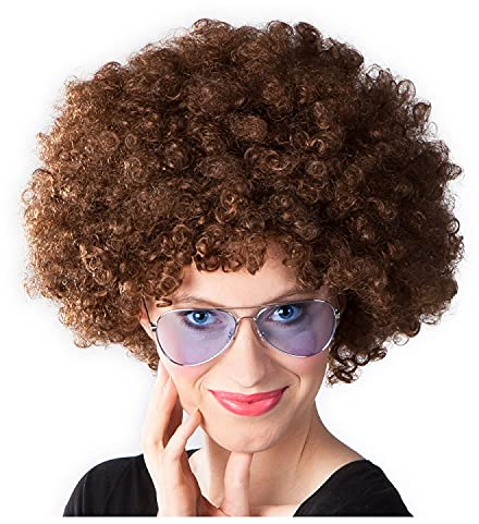 WOOOOZY NEU Perücke Unisex Damen Super-Riesen-Afro Locken, braun - SPARPACK mit 12 Stück