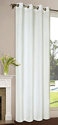 Gardinenbox Vorhang Schal Schlaufen Blickdicht Microsatin Lichtdurchlässig Kräuselband Uni Matt, Creme, HxB 145x140 cm