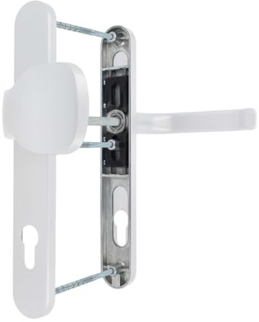 Premium Drückergarnitur Saturn DHS 92mm - Oval - Griff-Knauf, Farbe:Weiß RAL 9016, Schildbreite:32mm