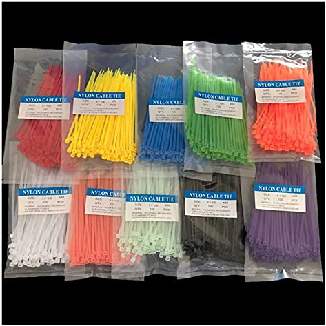 LUOSHUAI Kabelbinder Farbe 9 3 * 100 MM 300 / Beutelbreite 2,5 mm starker Kunststoffkabelbinder mit selbsthemmendem Nylon Kabelbindern Internationalen Normen Kabelbinder Schwarz (Color : Black)