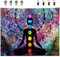 Yoga Mandala Wandteppich, Bunter Mandala Wandteppich, Yoga Meditation Tapisserie, Sieben Chakra Wandteppiche, mit 4 Clips und 4 Haken, zum Aufhängen im Studio, Schlafzimmer, Yogastudio