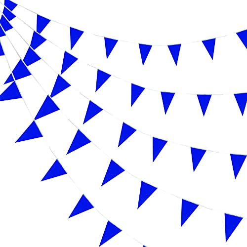 Consummate 30 m blaue leere Wimpel-Banner, Flaggen, zum Aufhängen, Dreiecksflaggen für große Eröffnung, Kindergeburtstag, Party-Dekorationen, 60 Stück