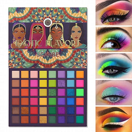 UCANBE Paletas de Sombras de Ojos 48 Coloridas Profesionales - Sombra de Ojos Brillantes y Mate - Paleta de Maquillaje para Looks Cotidianos o únicos