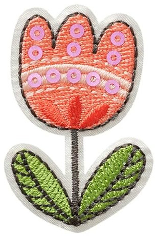Mono Quick 06163 Tulpe mit Pailletten Bügelbild, Patch, ca. 4,8 x 3,1 cm