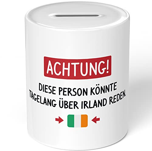 JUNIWORDS Spardose Sparbüchse, Achtung! Diese Person könnte tagelang über Irland reden (1006156)