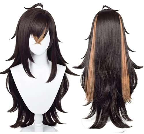 Cosplay-Perücke für Sumeru Anime-Perücken Welliges Braunes Haar Synthetikstoff mit Perückenhaube für Comic Con, Cosplay Show, Halloween