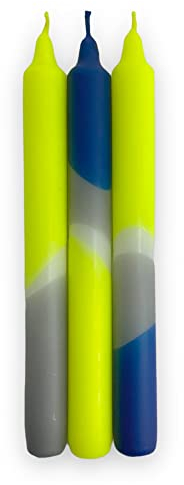 cama24com Kerzen-Set Dip Dye Neon Racing Husky Stabkerzen 3 Stück von pinkstories mit Palandi® Sticker