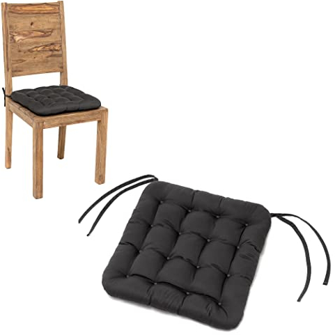 HAVE A SEAT Living - Stuhlkissen 40x40 4er Set - Bequemes Sitzkissen Orthopädisch, Waschbar bis 95°C, Indoor/Outdoor, Wetterfest - Made in Germany (4er Set - 40x40 cm, Grau/Anthrazit)