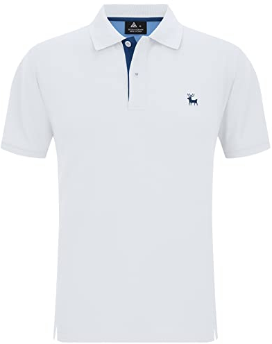 JACKETOWN Polo Shirts Herren Kurzarm Golf Poloshirt Schnelltrocknend Casual Sport Shirt Outdoor Atmungsaktives T-Shirts Sommer Polo Hemd Männer(Weiß-XL)