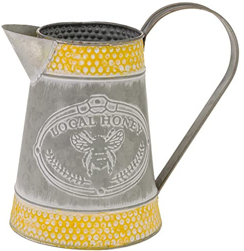Boston International Metallkrug Farmhouse dekorativer Krug, 20,3 cm hoch, Bienen- lokaler Honig