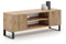 KOBI TV-Möbel Focus Goldeiche, 135 x 49 x 40 cm, Fischgrätenmuster, Schwarz, TV-Schrank, Loft, Metallfüße, Schwarz