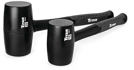 Titan 63220 2-Piece Rubber Mallet Set, Includes 16oz & 32oz with Non-marking Double-faced Solid Heads, Shock Absorbing Fiberglass Handles & Textured Grips