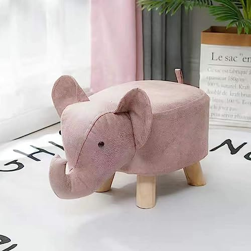 Tierische Fußhocker, Cartoon-Tierform-Fußhocker, Niedliche Elefantenförmige Hocker-Ottomane, Mini-Ottomane-Möbel für Kinderzimmer, Schlafzimmer, Spielzimmer und Wohnzimmerdekoration, Kleine(Rosa)