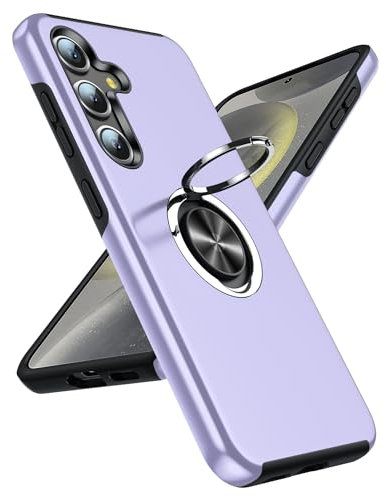 LeYi Cover per Samsung S24 (No per S24Plus e S24Ultra) con Anello Supporto, Custodia Antiurto TPU Silicone Bumper Case Silicone Custodie per Galaxy S 24, Viola