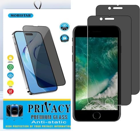 MOBISTAR Privacy Screen Protector for iPhone 8 Plus/iPhone 7 Plus 5.5-Inch, (Privacy Glass) Full Coverage Anti-Spy Tempered Glass Film with Easy Installation, 2-Pack