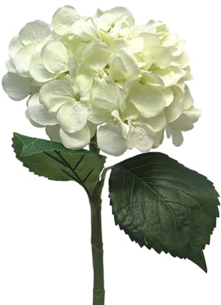 mucplants künstlicher Hydrangea Artist Stecker Hortensie Gartenhortensie Kunstblume ca. 48 cm (Creme)