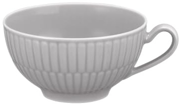 Seltmann Weiden Amina Teetasse, 140 ml, Kleine Teeobertasse mit dezentem Reliefmuster, Spülmaschinen- und Mikrowellenfest, Porzellan, Silbergrau