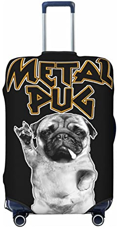 FWJZDSP Reisegepäckabdeckung Heavy Metal Music Mops Hunde Koffer Elastischer Schutz Waschbare Gepäckabdeckungen Medium