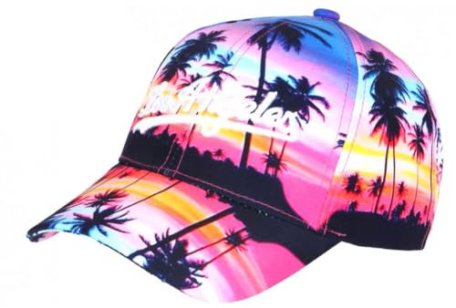 Hip Hop Honour Cappello Los Angeles Blu Rosa Palme Tropical Night - Unisex, Rosa, taglia unica
