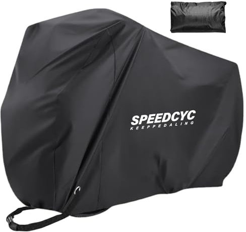 SPEEDCYC Bike Cover Waterproof Bicycle Tarpaulin 210D Heavy Duty Rain Sun UV Wind Proof Cover for Outdoor Storage Mountain Road Electric Bike with Lock Holes & Storage Bag 180x60x90cm,M