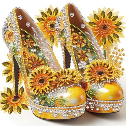 Generisch Diamond Painting High Heels Blume Bilder Kit, Hoher Absatz Diamant Malerei Kit, Diamanten Strass Kreuzstich Kristall Leinwand Painting nach Zahlen für Kinder Erwachsene Wohnwand Dekorations