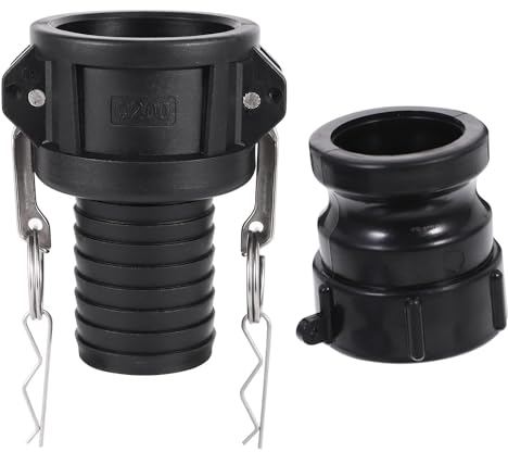 MiJunHD IBC Tank Adapter S60*6 60mm Coarse Thread Cam Lock Coupling & 2inch/50mm Hose Barb Tail Connector for Storage Tanks,IBC Barrel Quick Connect Joint (2Piece/Set)