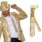 NiceYnn Skinny Sequin Ties for Men, 2 Formal Weddings Tie, Glitter Sparkly Unisex Necktie Self Tied for Dance Halloween Cosplay Party Magic Show Stage Costume Choirs Groups Gold