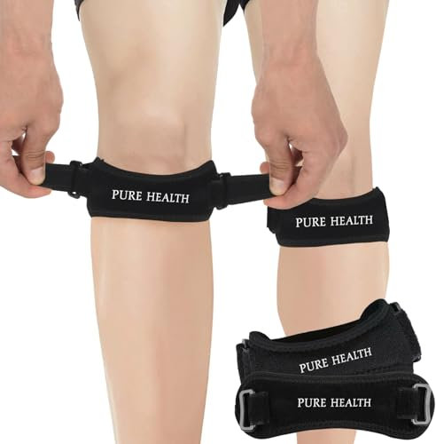 Pure Health Adjustable Knee Support Open Patella - Reinforced Knee Brace for Arthritis, Joint Pain Relief, ACL, Meniscus Tear, Runners Knee, Walking, running (Patella Knee Strap)