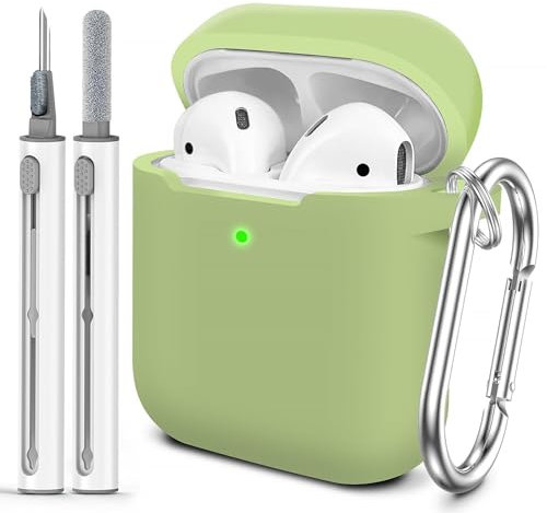 Woyinger Custodia per AirPods, viene fornita con kit di pulizia, custodia protettiva in morbido silicone con fibbia, compatibile con custodia di ricarica per Apple AirPods di seconda generazione di