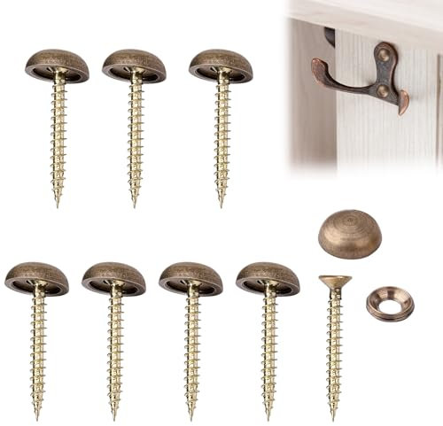 8PCS Brass Screw Caps Antique Brass Screws Brass Mirror Screws Self Tapping Screw Decorative Cover Cabinet Doors and Windows Screws Fastener Mirror Screws Wood Handcrafted for Furniture Fixing(15mm)