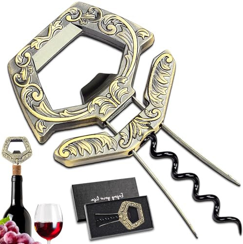 LUCYLANKER Wine Bottle Opener, 3 in 1 Ah So Wine Opener, Wine Bottle Opener for Old Corks, Ah So Wine Opener with Corkscrew, Wine Cork Remover, Gift for Wine Lovers (Bronze)