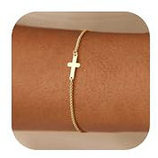 Dochais Kreuz Armband Damen 14K Gold Vergoldete Armbänder Wasserfestes Verstellbar Gold/Silber Armband Set für Frauen Mädchen Goldene Bracelet Schmuck Geschenk