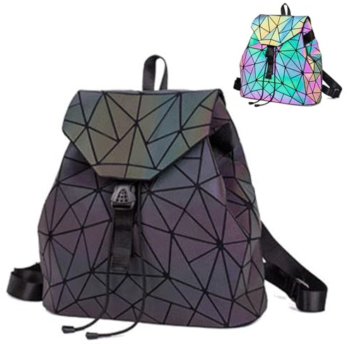 Ulalaza Geometrischer Rucksack, holografisch, reflektierend, modischer