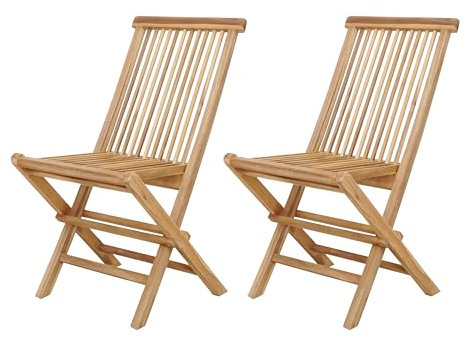 AXI Jules 2 Gartenstühle Klappbar Braun | Set aus 2 zusammenklappbaren Stühlen, 100% Teakholz Klappbarer Gartenstuhl, Balkon, Terrasse für 2 Personen | 63 x 47 x 89 cm