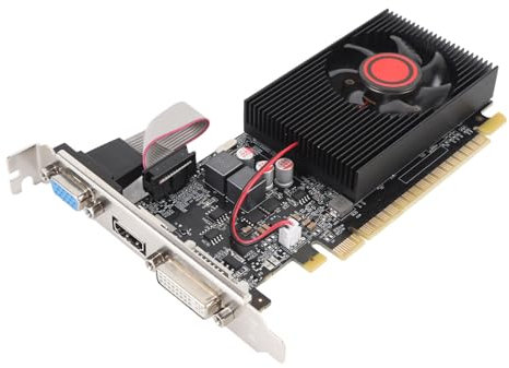 VBESTLIFE Scheda Grafica GT730 da 2 GB, DDR3 GPU a 64 Bit, Scheda Video da Gioco PCIE 2.0 16x, Scheda Grafica a Basso Profilo a Basso Profilo Desktop con HDMI, DVI, Porte VGA