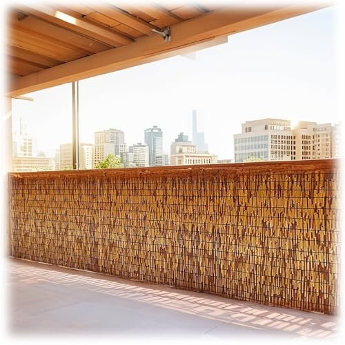 Generisch Brauner Schilfrohrmatte Gartenzaun, Windschutzwand, Balkonsichtschutz, wasserdichte Schattenpaneele, Zuschneidbar, Mit Kabelbindern