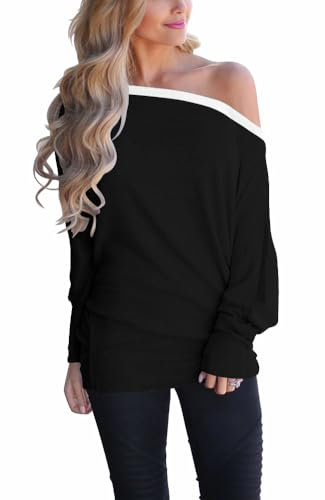 Dressmine Cold Shoulder Tops for Women UK One Shoulder Holiday Plain Winter Outfits Size 8