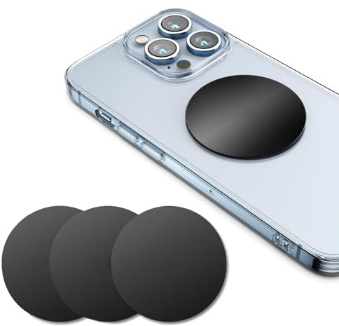 4 Pcs 4cm Circular Lead Rings, Round Metal Plates, Thin Metal Plates Replacement Mount Plate Kits, for Adhesive Replacement Sticker Phone Magnetic Car Holder, Compatible Magnetic Car Mount (Black)