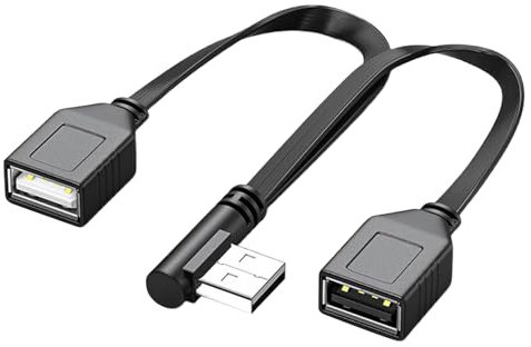 Zqxnt Cable divisor USB 2.0 macho a doble hembra, ahorro de espacio de 90 grados para una carga eficiente y transferencia de datos