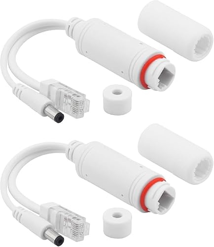 Leehitech PoE Splitter 2 Stück, 48V auf 12V 2A, IP67 Wasserdicht | 2er Set Outdoor PoE Splitter, wandelt 48V PoE auf 12V 2A um, IP67 wasserdicht für IP-Kameras, WLAN AP und VoIP