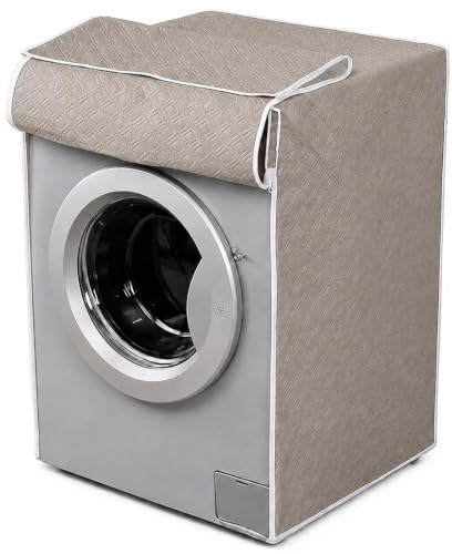 LYITZW 1 Coprilavatrice da Esterno Copri Lavatrice, Copertura Impermeabile Anti-Polvere e Anti-UV, Protezione per Lavatrice a Carica Frontale, Biancheria da Bagno e Lavanderia, 60x63x84cm, Marrone