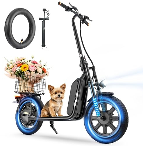iScooter E Scooter mit Straßenzulassung für Erwachsene mit 16*3 Zoll Fat Winterreifen, 70-90km Reichweite ABE Faltbarer Elektroroller, Herausnehmbarer Akku, Korb, Stoßdämpfung, 150 kg Tragkraft, App